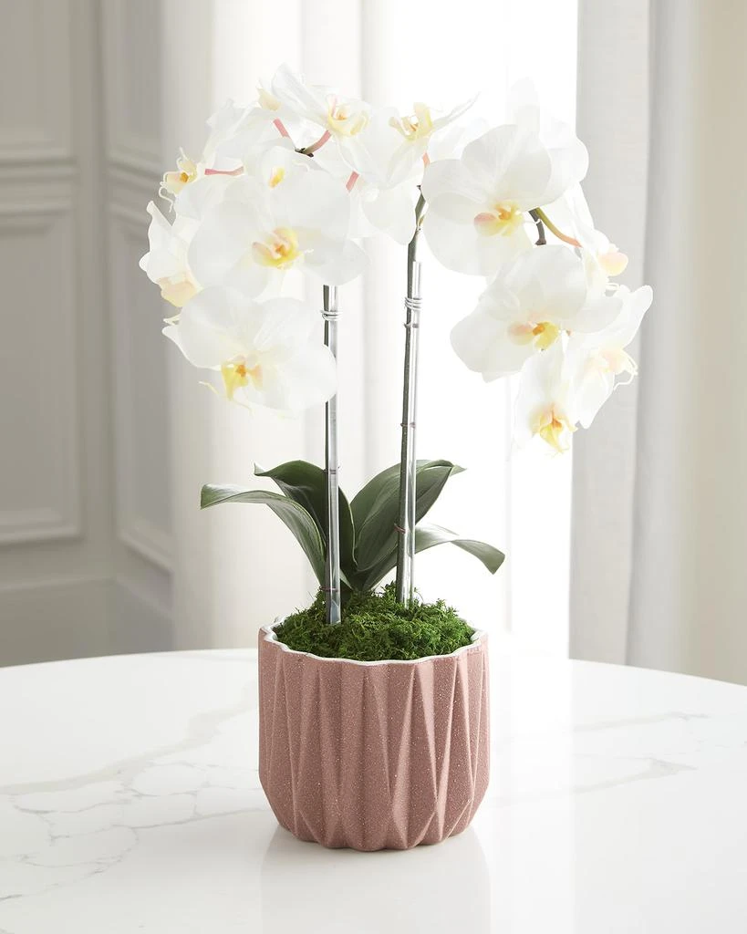 T&C Floral Company Double Orchid 20" Faux Floral Arrangement in Geometric Container 1