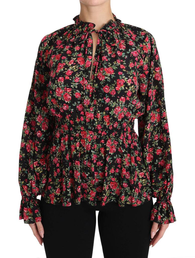 Dolce & Gabbana Dolce & Gabbana Black Rose Print Floral Shirt Top Blouse