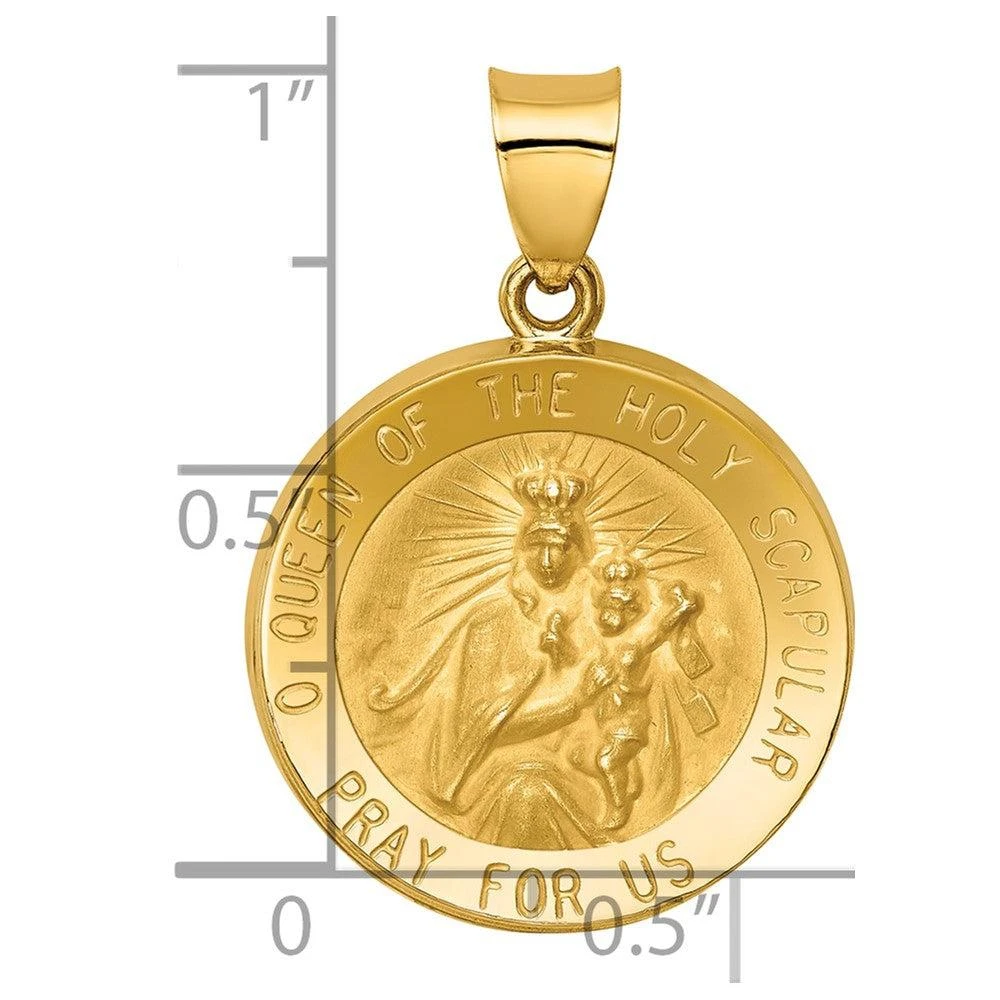 Diamond2Deal 14k Yellow Gold Queen Of The Holy Scapular Reversible Medal Hollow Pendant 4