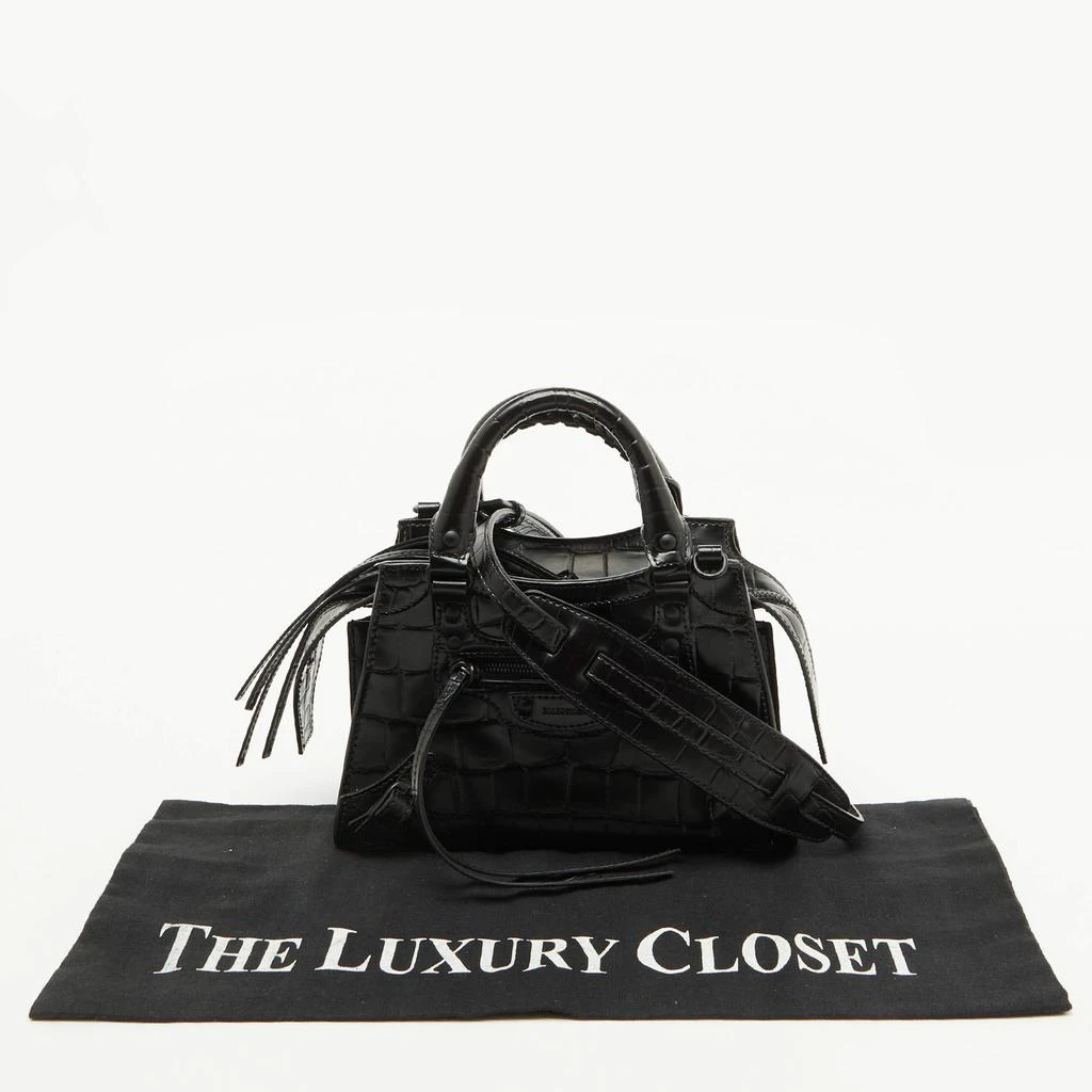 Balenciaga Balenciaga Black Croc Embossed Leather Mini Neo Classic Shoulder Bag 9