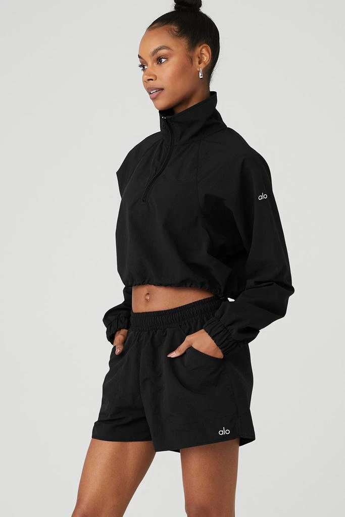 Alo Yoga Cropped 1/4 Zip Alumni Pullover - Black 3