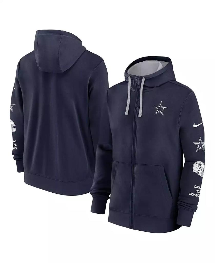 NIKE Men's Navy Dallas Cowboys Multi Logo Full-Zip Hoodie