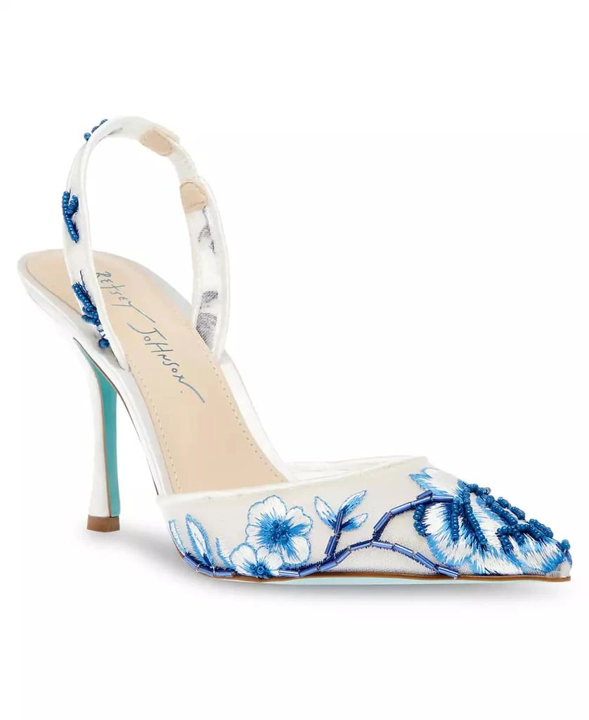 Betsey Johnson Women's Patch Mesh Embroidered Evening Pumps 1