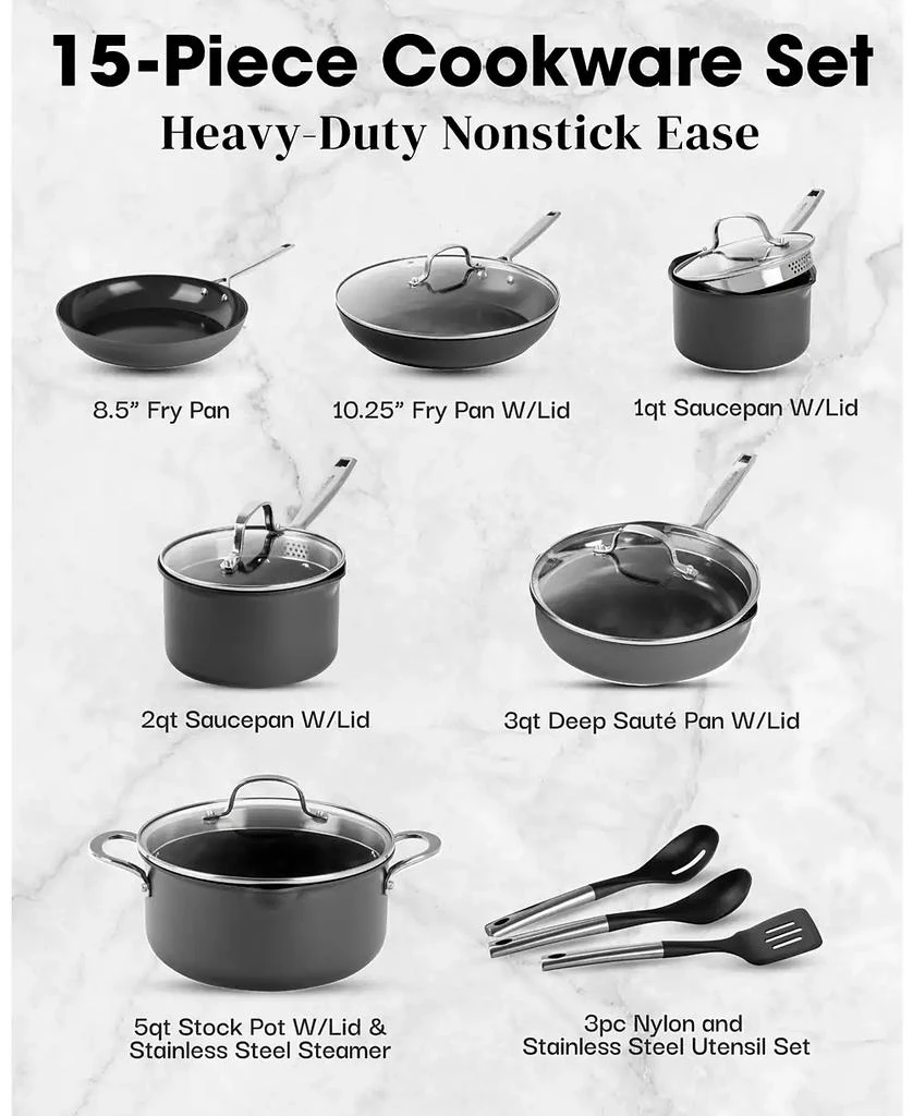 Gotham Steel Professional 2x Hard Anodized 15-Piece Ceramic Nonstick Cookware Set 3
