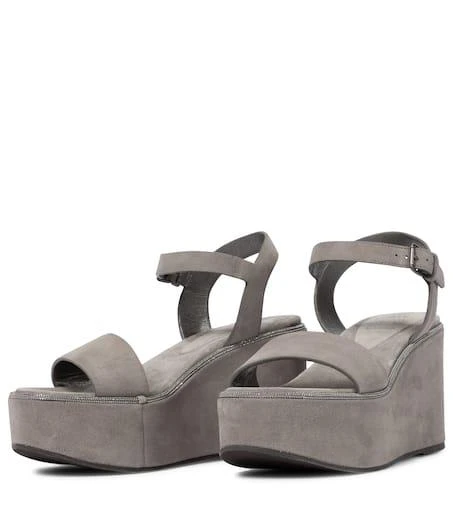 Brunello Cucinelli Suede platform wedge sandals 5