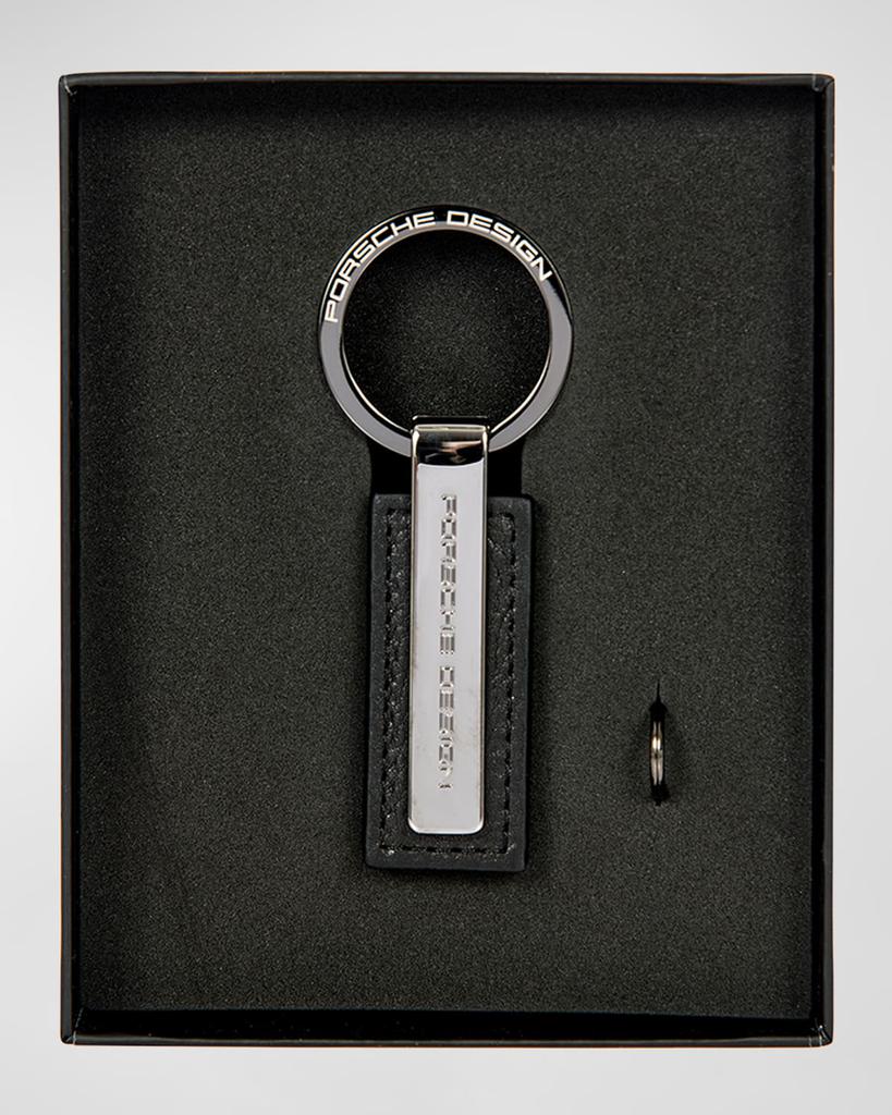 Porsche Design Men's PD Leather and Metal Bar Keyring