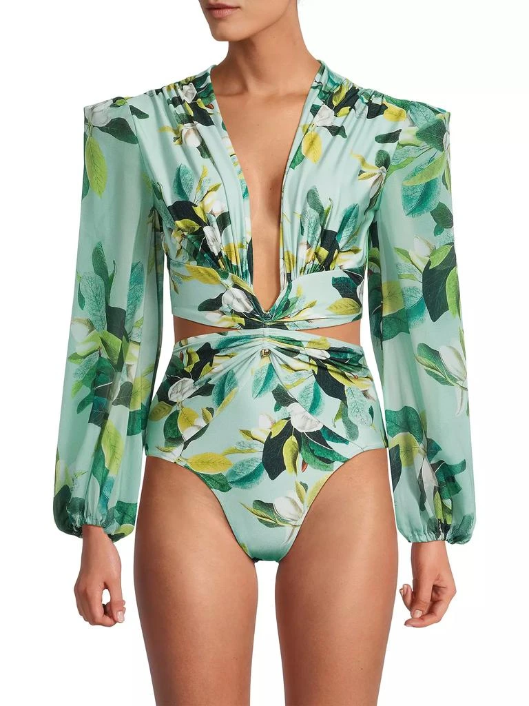 PatBO Magnolia Long-Sleeve Cut-Out Bodysuit 3