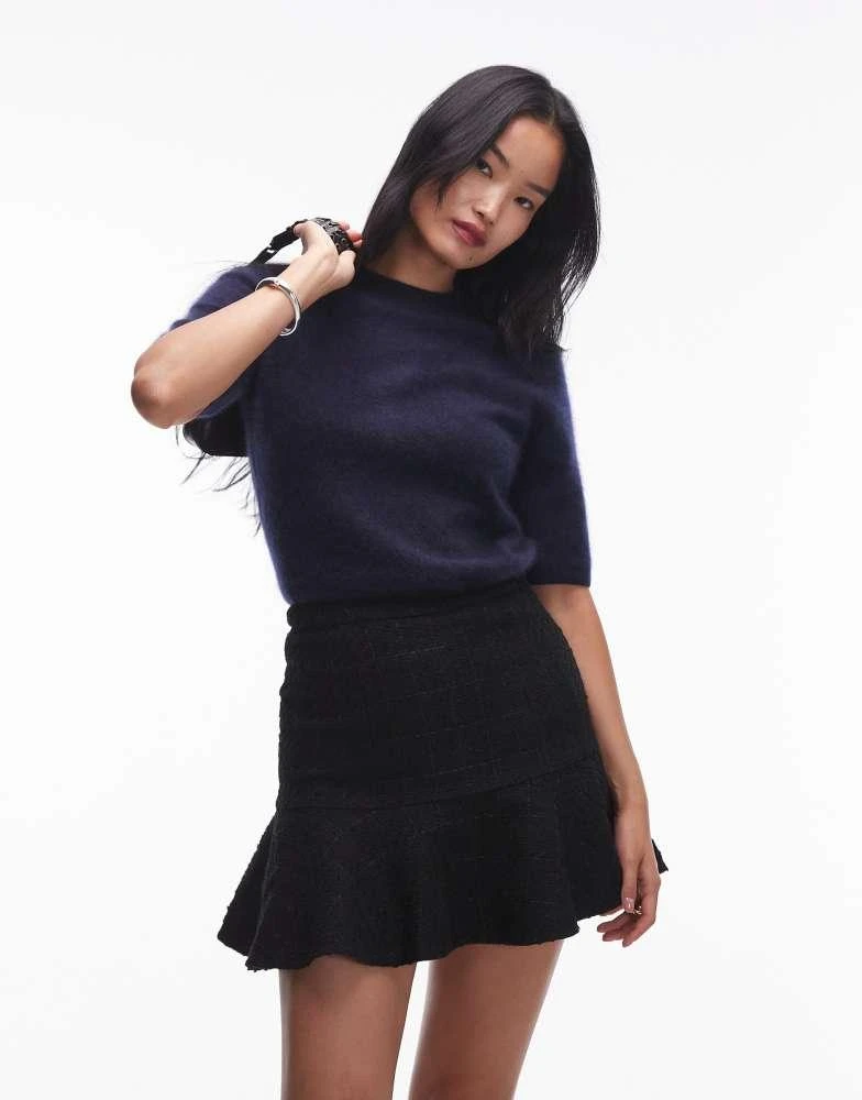 & Other Stories & Other Stories mini skirt with fluted hem in black pane check 1