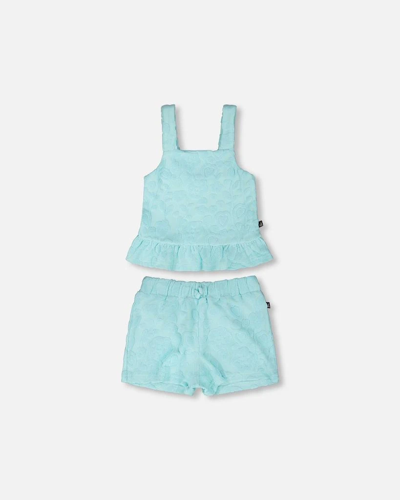 Deux par Deux Terry Tank Top with Shorts Set Light Blue