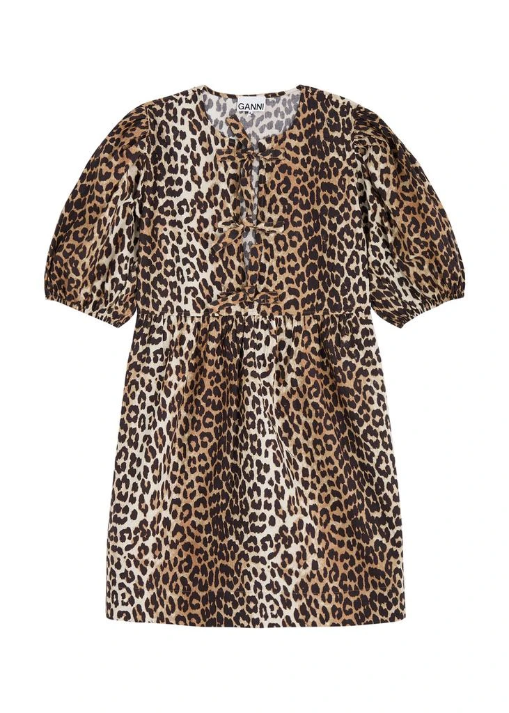 Ganni Leopard-print cotton-poplin mini dress 1