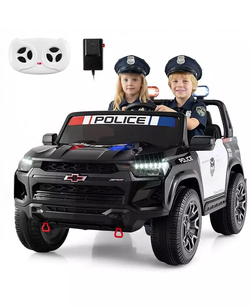 Mecale 24V 2-Seater Ride on Police Car 4WD Chevrolet with Megaphone and LED Flashing Lights