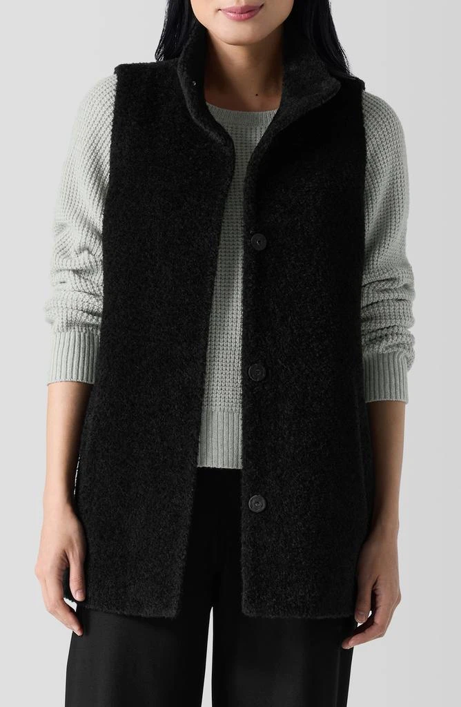 Eileen Fisher High Collar Wool Blend Fleece Vest