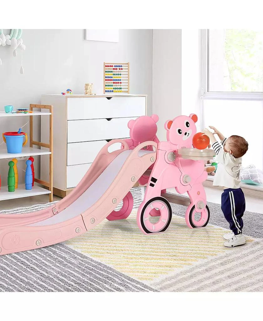 Costway 4 in 1 Foldable Baby Slide Toddler Climber Slide PlaySet w/ Ball 6