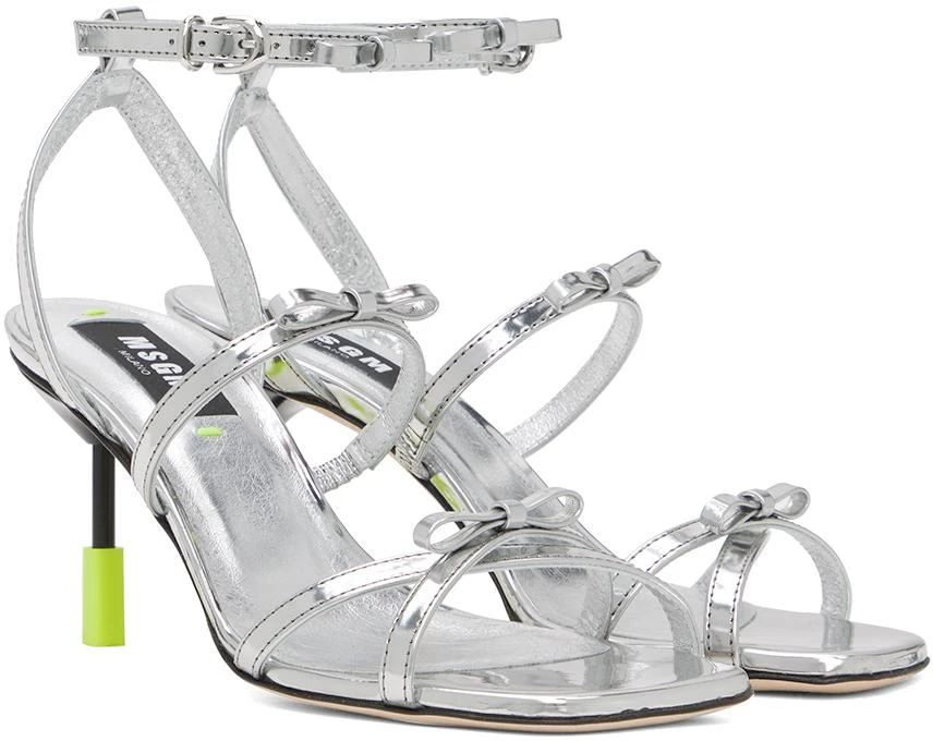 MSGM Silver Bow Heels 4