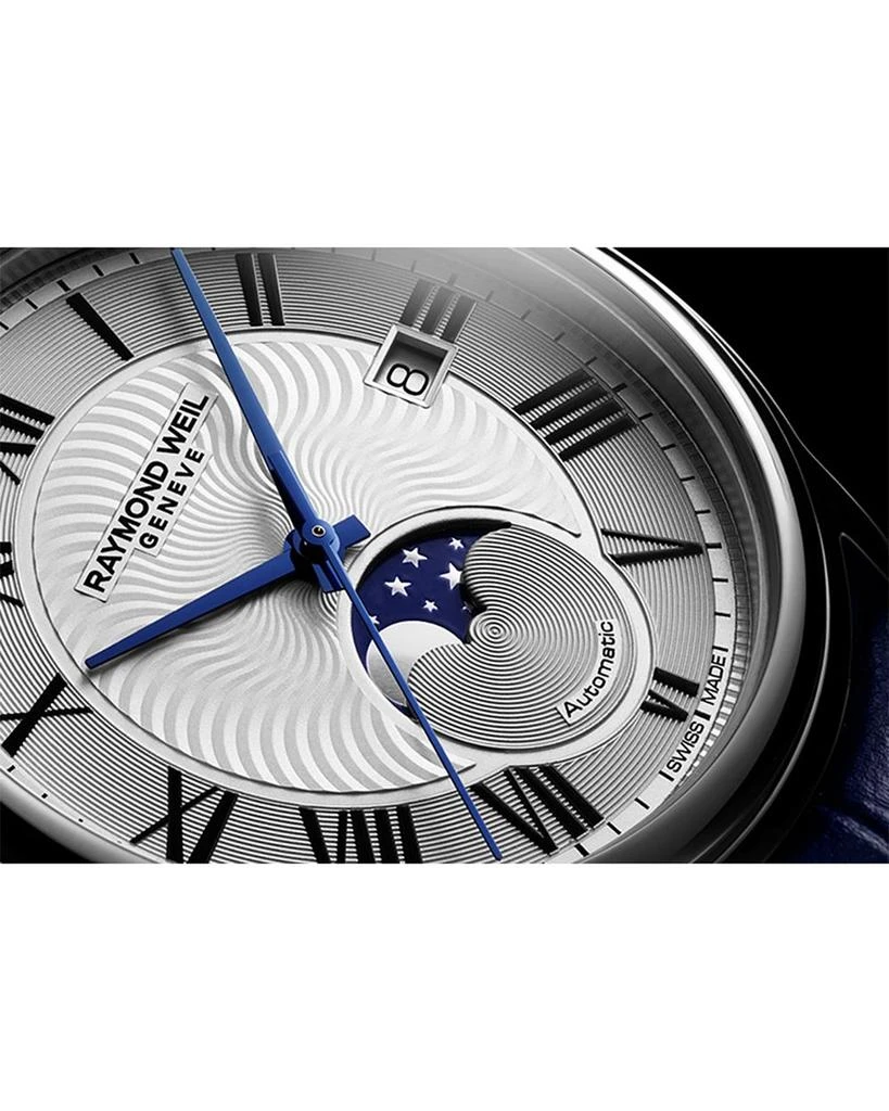 Raymond Weil Maestro Moon Phase Automatic Leather Watch, 39.5mm 4