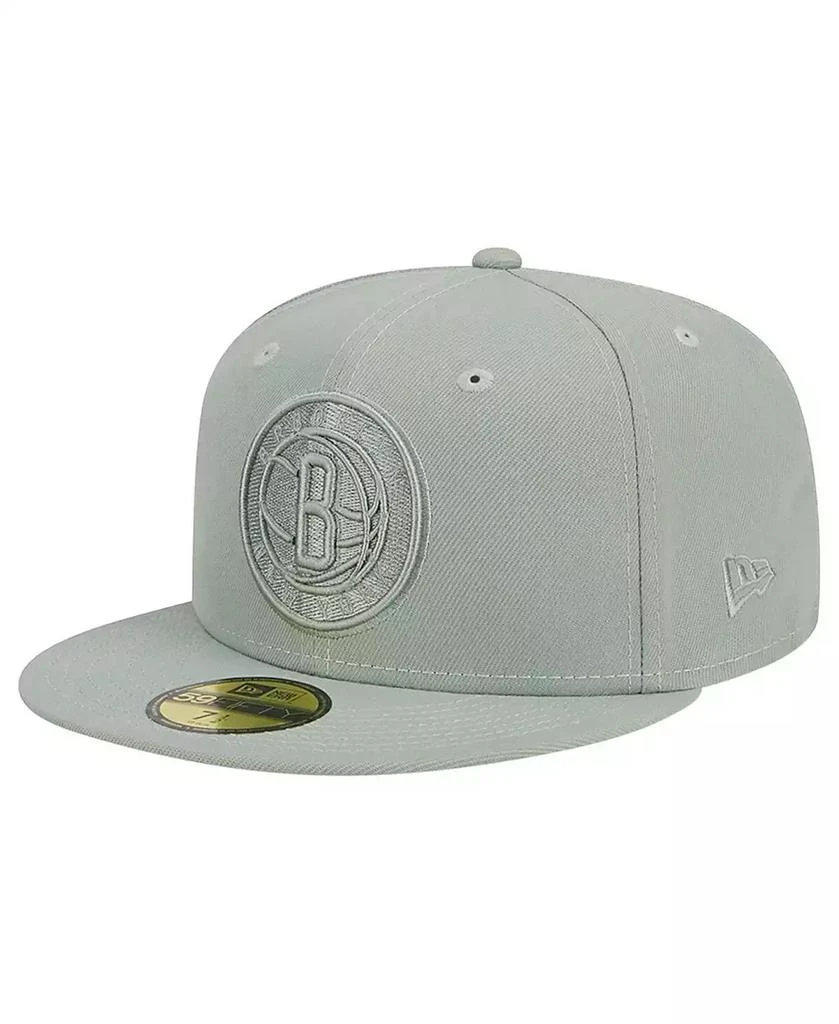 New Era Men's Light Green Brooklyn Nets Sage Color Pack 59Fifty Fitted Hat 1