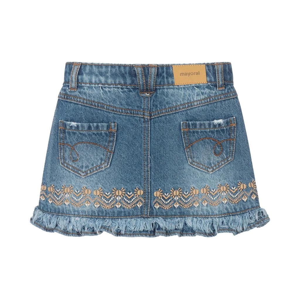 MAYORAL Blue Denim Embroidered Skirt 4