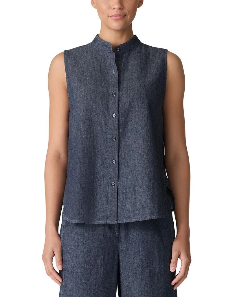 Eileen Fisher Mandarin Collar Sleeveless Shirt 1