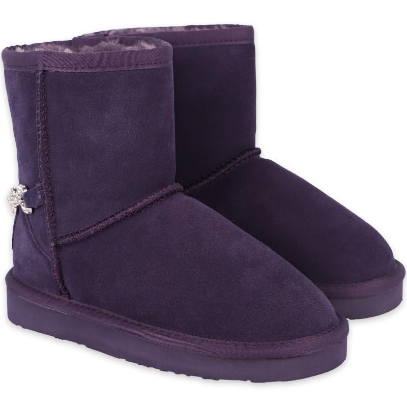 Lelli Kelly Purple suede boots with crystal stone chain on the back