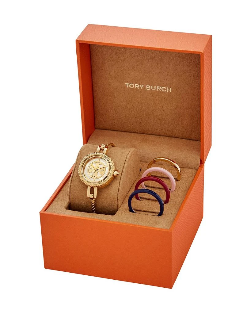 Tory Burch 27mm Reva Bangle Watch Gift Set w/ Top Rings, Gold 3