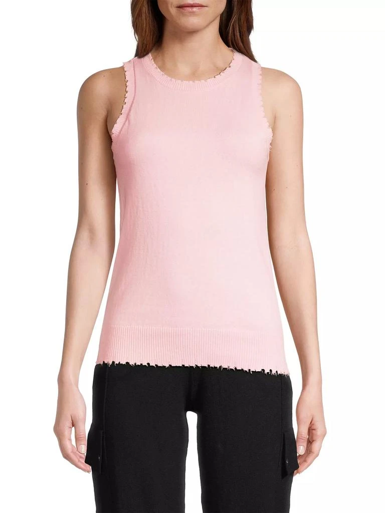 Minnie Rose Cotton-Cashmere Frayed Tank 3