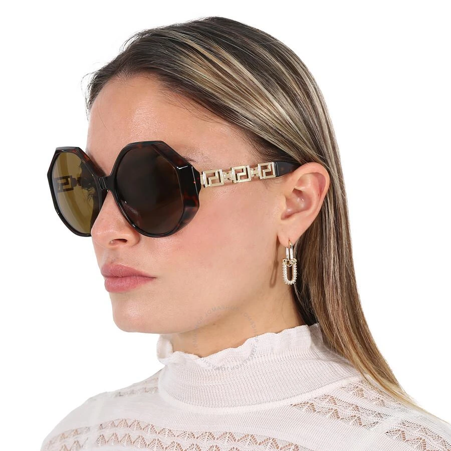 Versace Open Box - Versace Dark Brown Geometric Ladies Sunglasses VE4395 534673 59 2