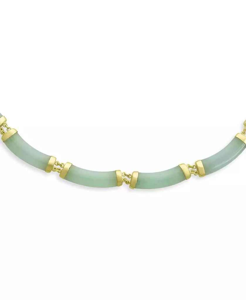 Bling Jewelry Jade Strand Contoured Bar Link Collar Necklace 14K Gold Plated Vermeil 2