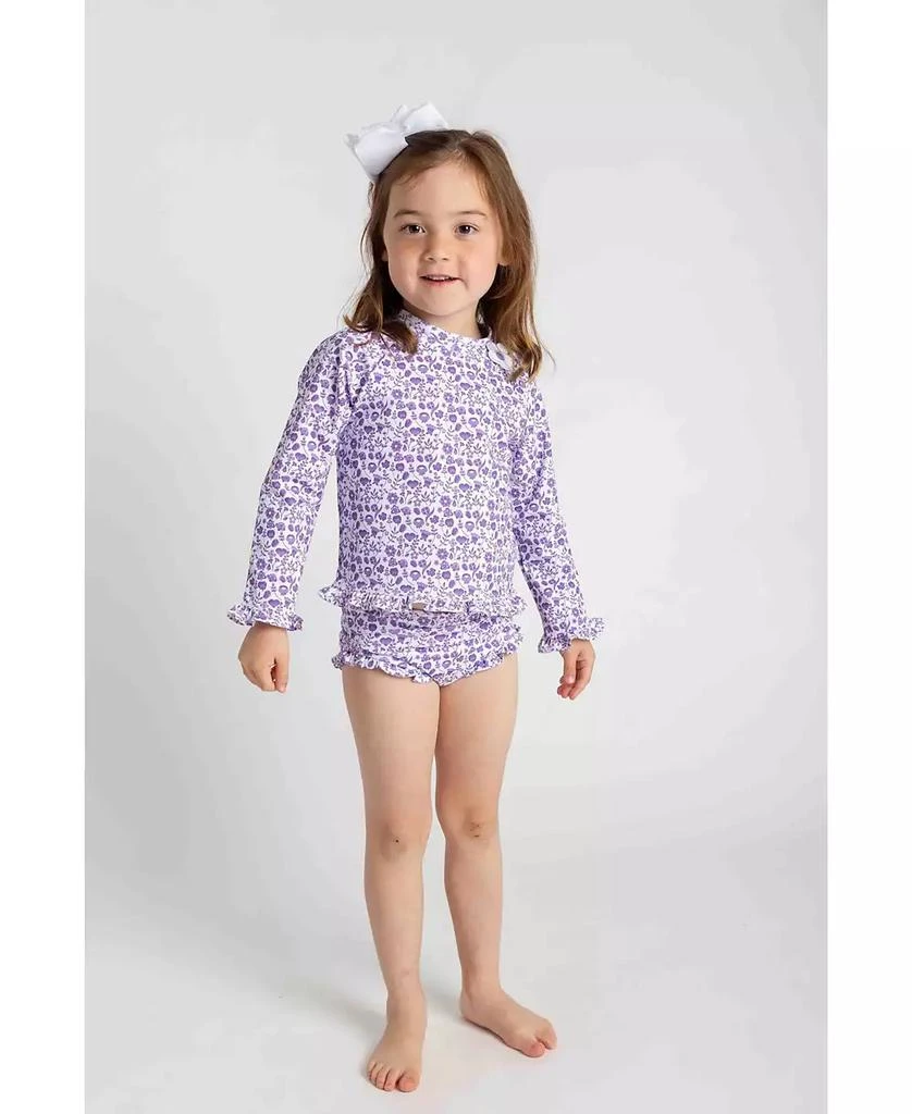 Florence Eiseman Little Girls Floral Print Rashguard Swimsuit with Ruffles 4