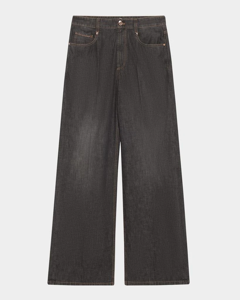 Brunello Cucinelli High-Rise Monili Wide-Leg Jeans 1