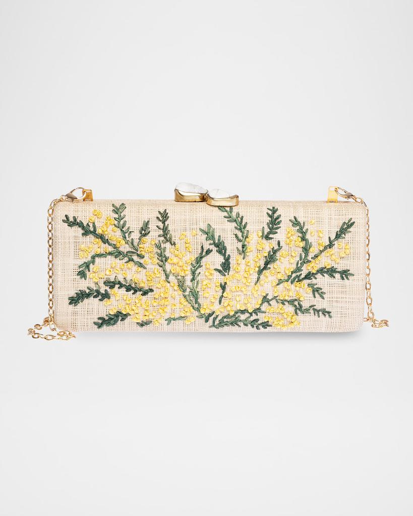 Rafe Alessandra Flower Raffia Long Clutch Bag
