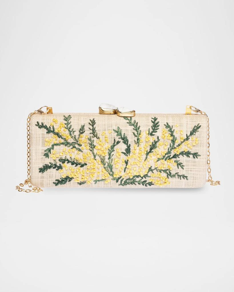 Rafe Alessandra Flower Raffia Long Clutch Bag 1