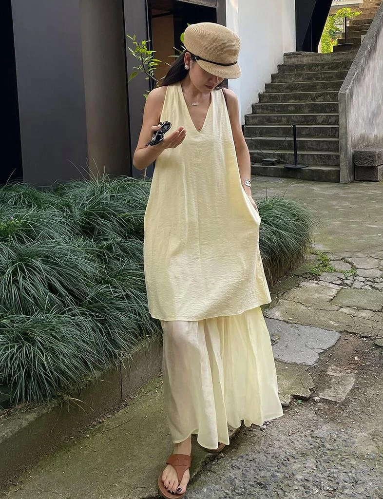 Pixie Market Dakota Layered Dress in Pale Yellow 4