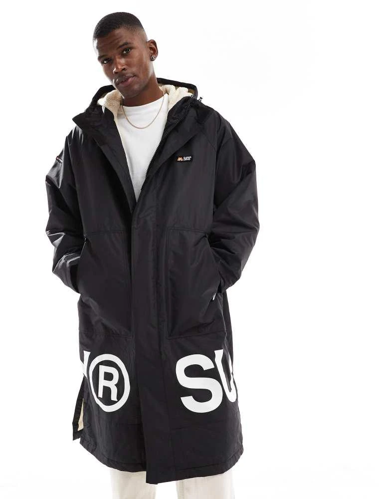 Superdry Superdry waterproof changing robe in black and white 2