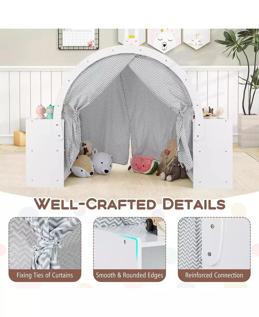 Slickblue Kids Play Tent with Curtain Shades and 8 Cubbies 8