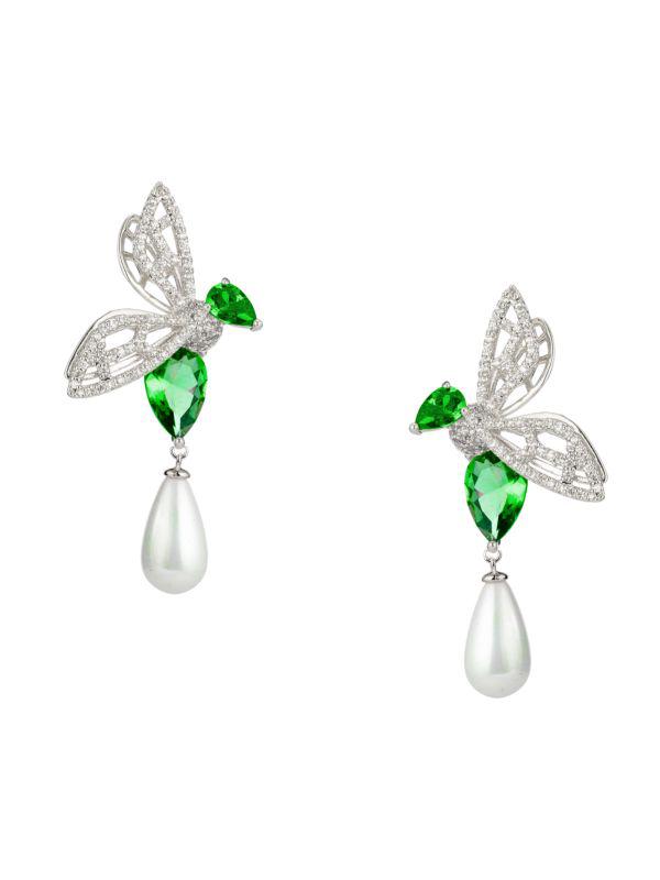 Eye Candy LA Luxe Azadeh Cubic Zirconia & Glass Pearl Drop Earrings
