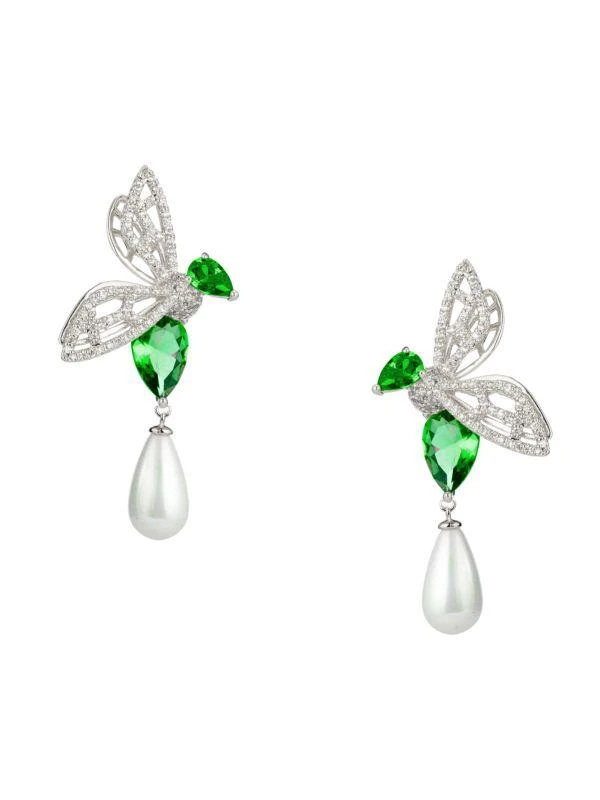 Eye Candy LA Luxe Azadeh Cubic Zirconia & Glass Pearl Drop Earrings 1