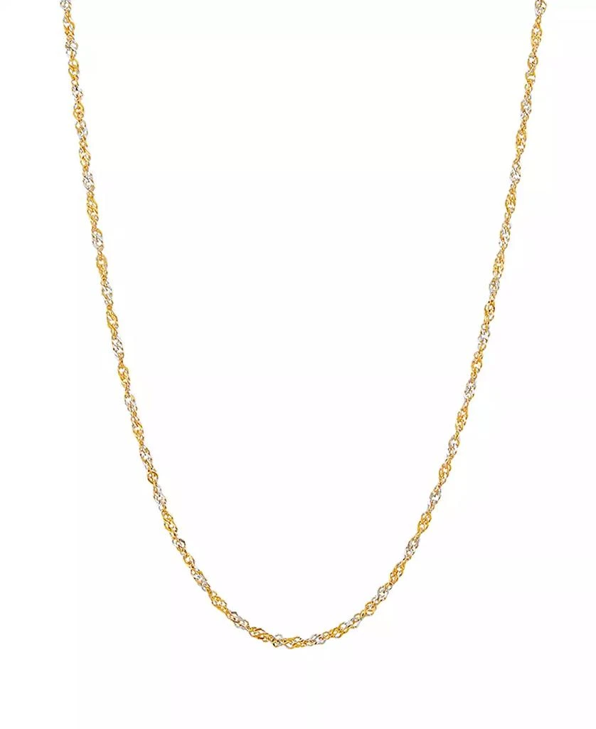 Italian Gold Polished Two-Tone Diamond Cut 16" Singapore Chain in 10K Yellow Gold 1
