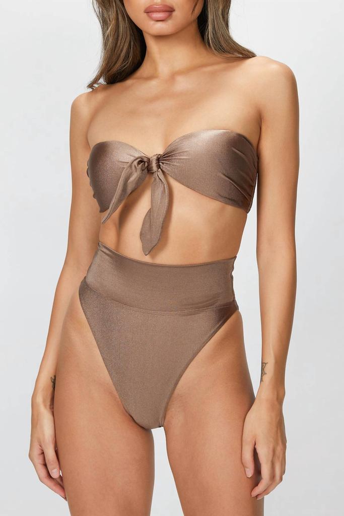 Adriana Degreas SOLID HIGH-LEG STRAPLESS BIKINI SET