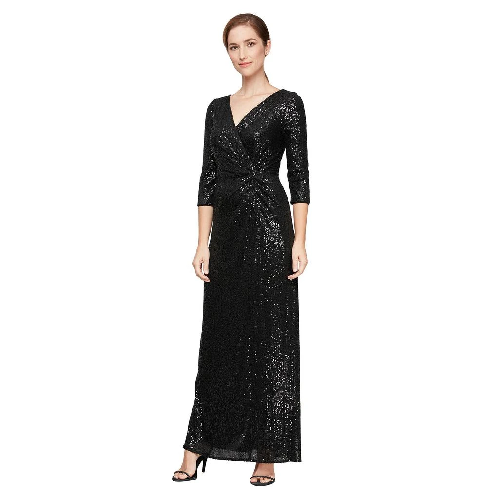 Long Sleeve Midi Sequin Column Regular Evening Dress she7015-pullu