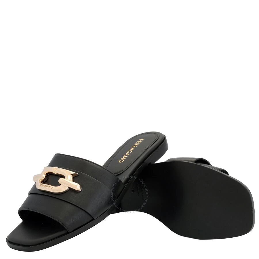 Salvatore Ferragamo Black Leather Bejeweled Gancini Slides 2