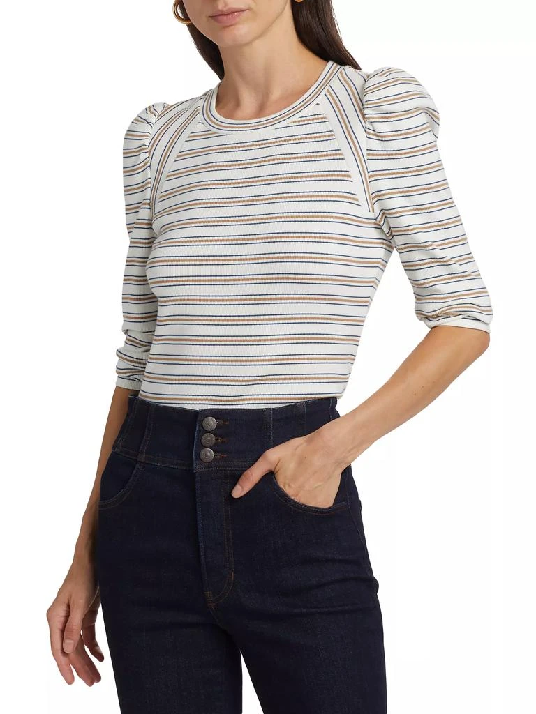 VERONICA BEARD Delano Striped Stretch-Cotton Top 3