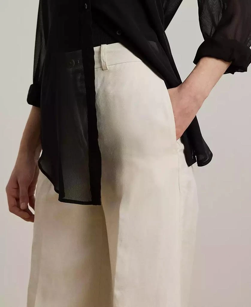 Ralph Lauren Women's Linen-Blend Twill Wide-Leg Pants 4