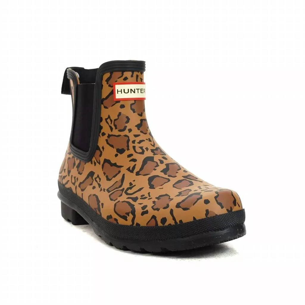 Hunter Women's Original Chelsea Leopard Rain Boot In Rich Tan/saddle/black 1