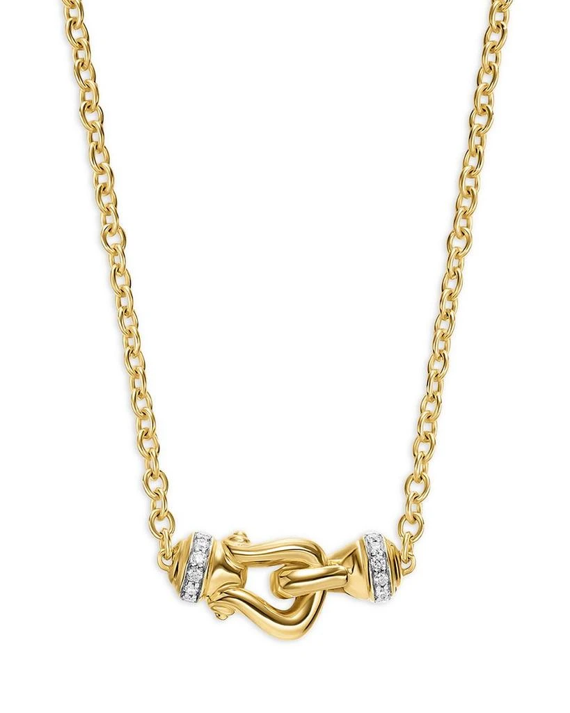 Shop Petite Buckle Necklace in 18K Yellow Gold with Diamonds,