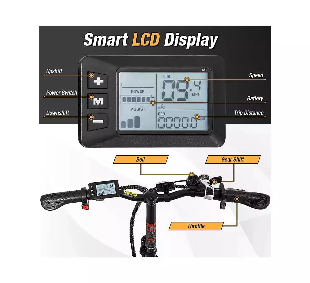 Hitway Folding Electric Bicycle for Adults with 20-Inch Fat Tires Snow E-Bike 7