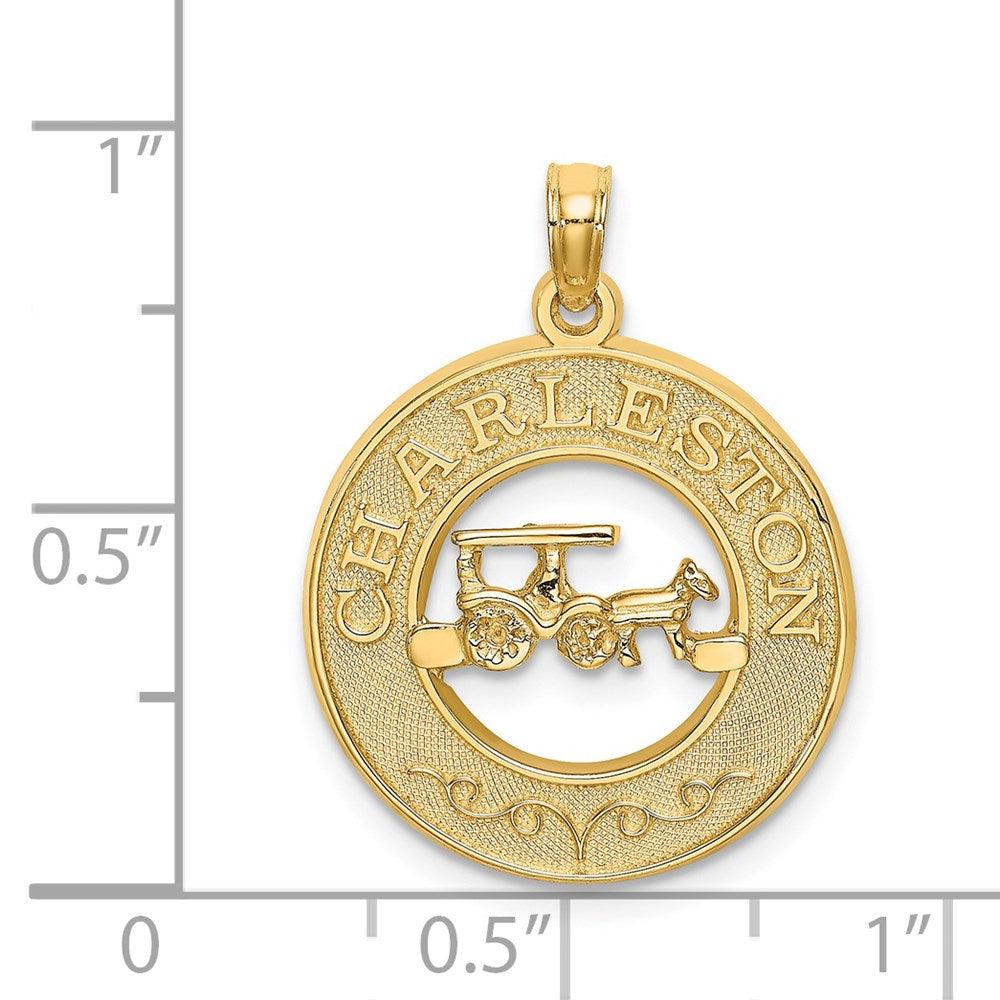 Diamond2Deal 14k Yellow Gold CHARLESTON with Horse and Buggy Charm Pendant