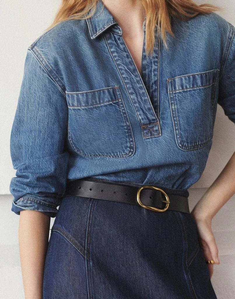 Madewell Denim Popover Tunic Shirt in Ector Wash 7