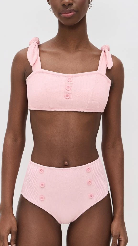Shoshanna Watermelon Rib Texture Tie Strap Retro Top 4