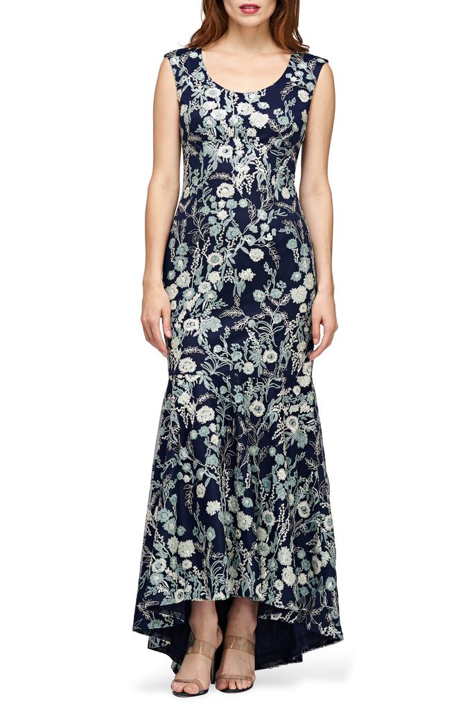 JS Collections Rosaline Floral Embroidered High-Low Gown