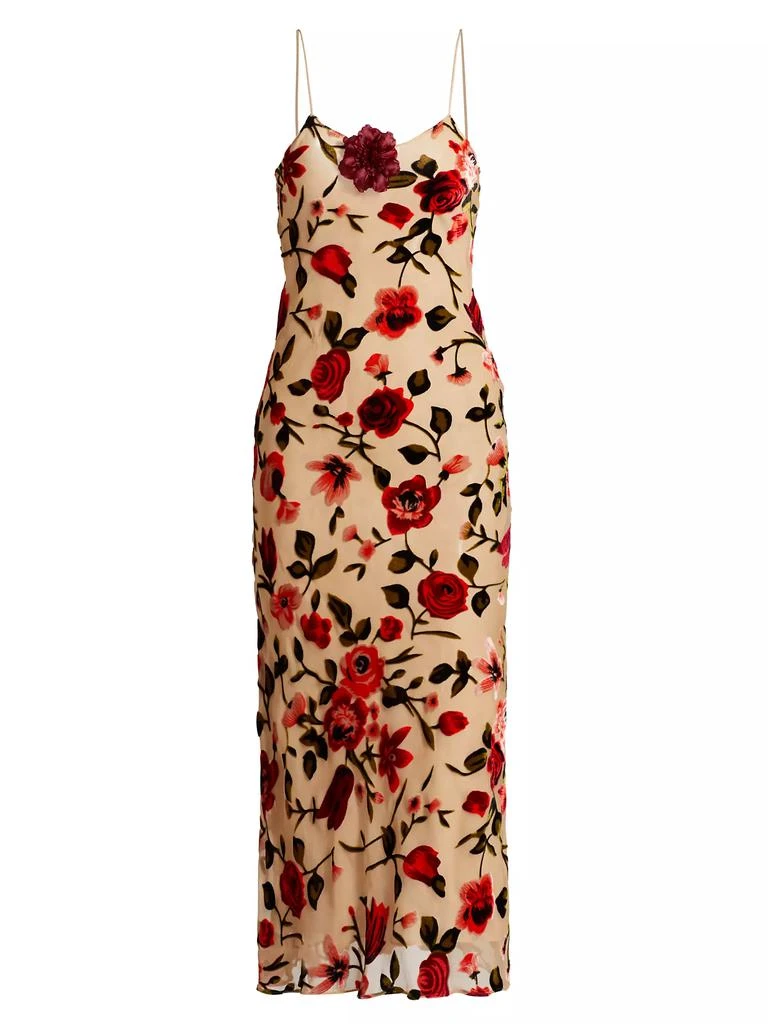 Rodarte Rose Velvet Devoré Slip Dress 1